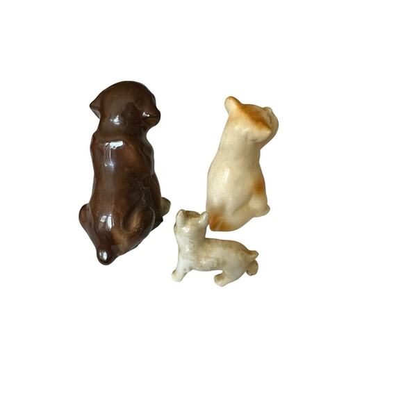 3 VINTAGE PORCELAIN DOG FIGURINES BOXER AND Puppy NORCREST JAPAN - Picture 3 of 6
